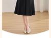 Elegant V-neck Solid Color Midi Dress with Long Sleeves - Spring 2025