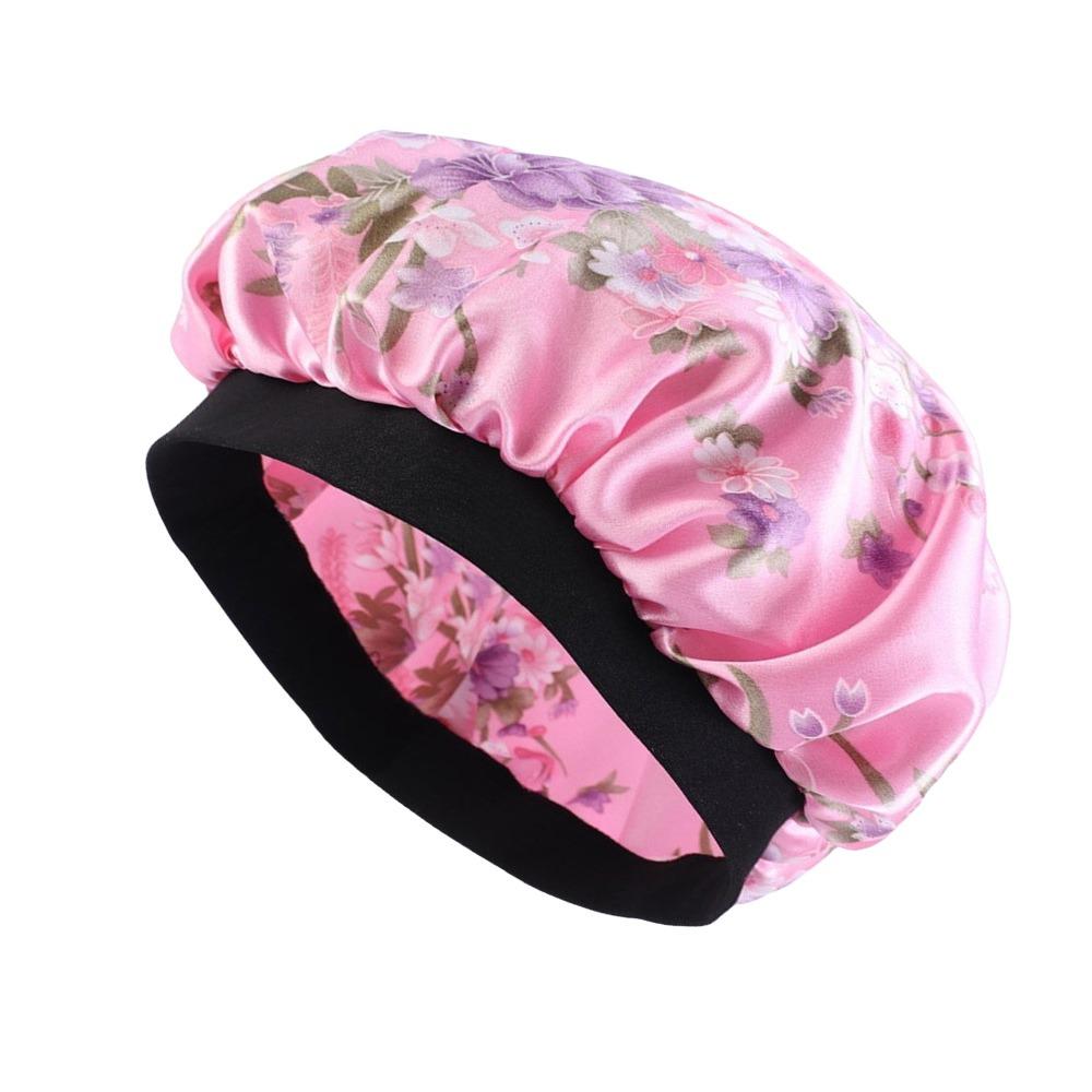 Elastic Wide Band Satin Sleep Bonnet Hair Loss Cover Bath Hair Cap Night Cap  Hair Wrap Accessories