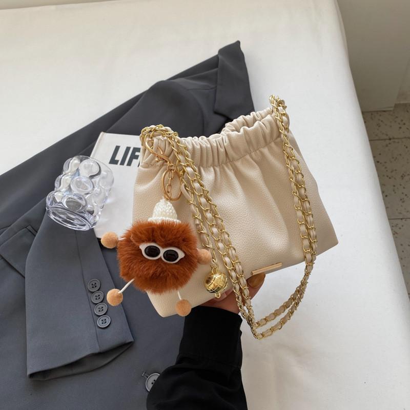 Trendy Solid Color Shoulder Bag 2023 New Winter Bag Women Casual Crossbody Chain Fashion Bucket Bag