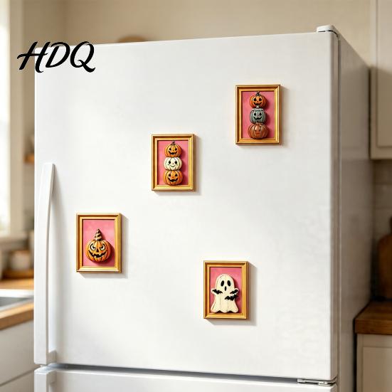 Durable Magnetic Decor Halloween Pumpkin Frame Refrigerator Magnet Vintage Ghost Fridge Decorations Whiteboard Decorative Magnet for Holiday