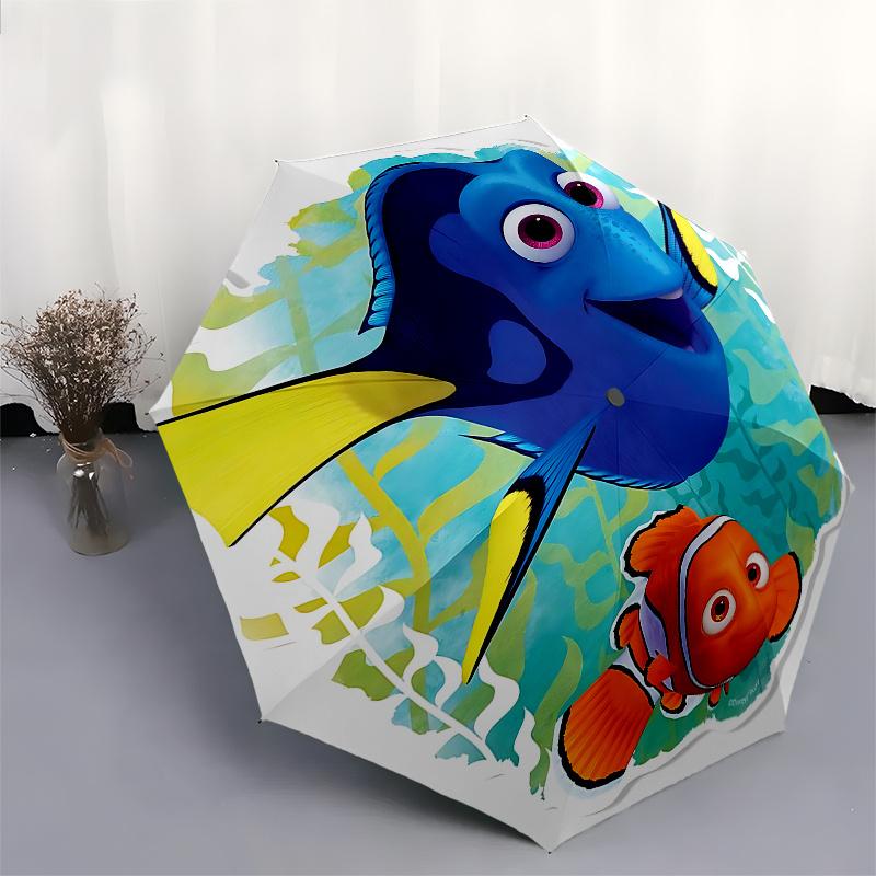 Disney Dory, Nemo Automatic Open/Close Umbrella - Cute Umbrella with Cute Design, Portable 3-Fold Compact Umbrella for Men & Women, Valentin