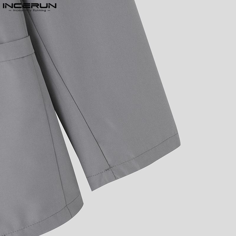 INCERUN Men Collarless Long Sleeve One Button Blazer Casual Oversized Thin Suit Coats