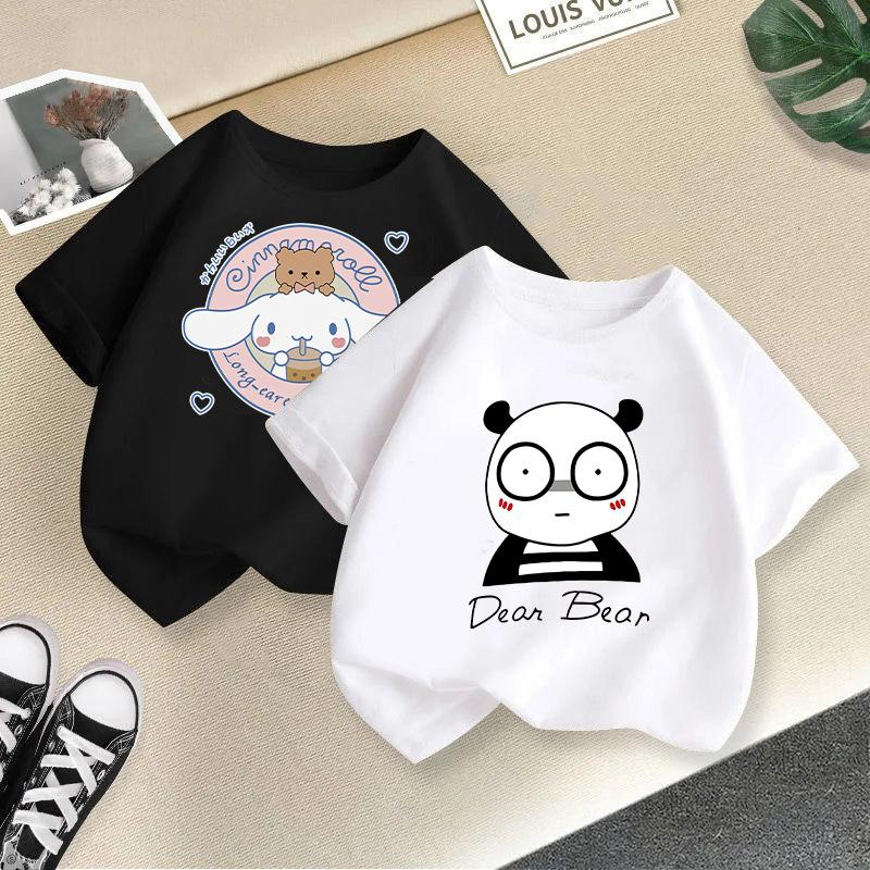 Children T-shirt Cute Animals Printed Kids 100% Cotton Tops 2-13Y Loose-fit Casual O-Neck Short-sleeve T-shirt