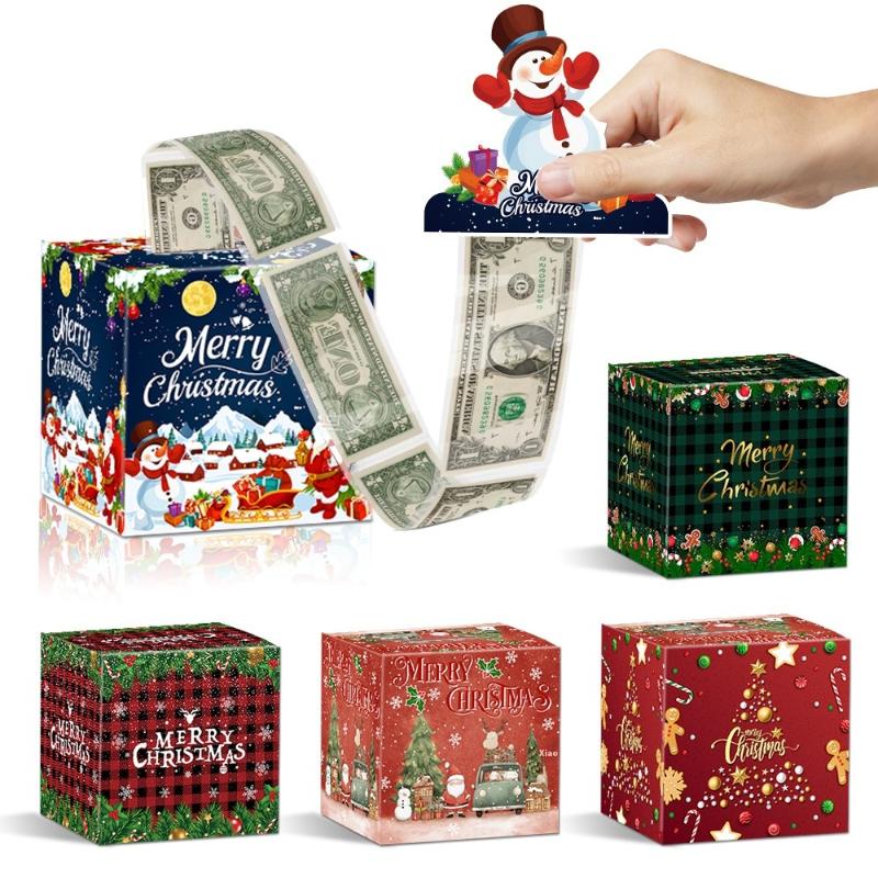 Christmas Cash Gift Box Happy 2026 New Year Decoration Surprise Money Pulling Box Xmas Navidad Santa Claus Gift Money Envelope