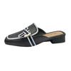 Fashion Black Mules Shoes For Women Slip On Square Heel Slippers Women 2024 New Luxury Designer PU Leather Slides Elegant Office Shoes