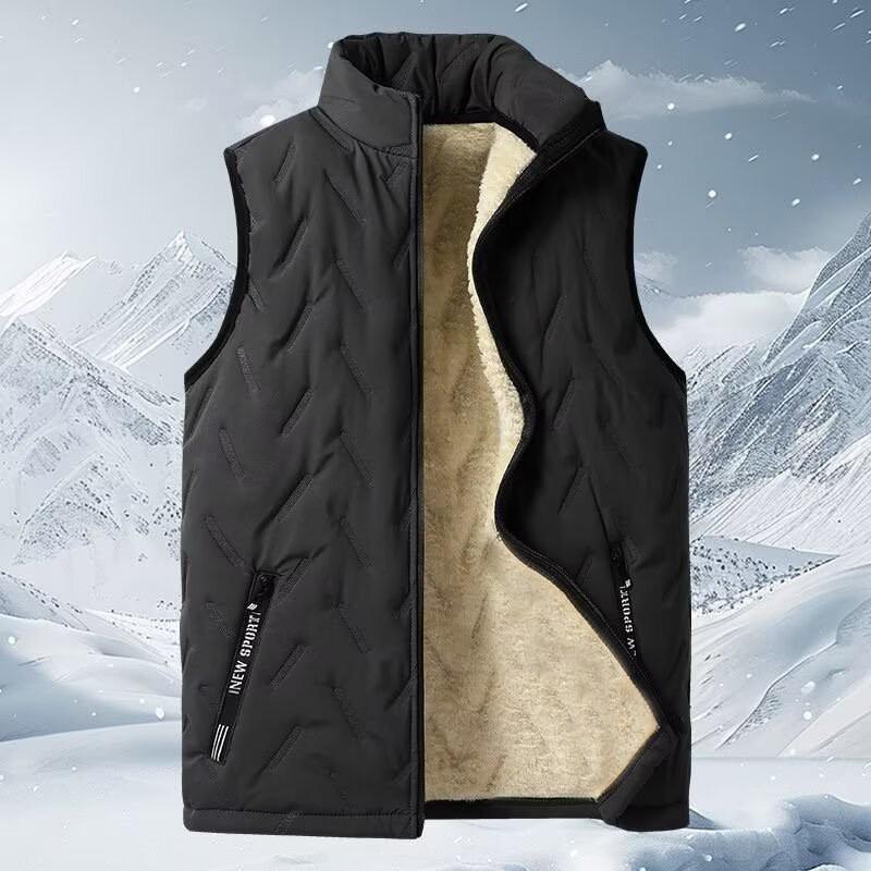 Autumn and winter new men's cross-border wholesale thermal stand-up collar lamb wool vest jacket ultrasound