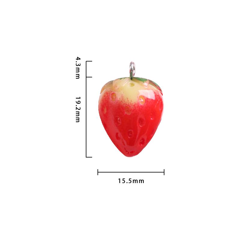 10Pcs Resin Imitation Strawberry Food Shape Charms for Diy Key Chain Necklace Pendants Ornament Jewelry Making Accessories New