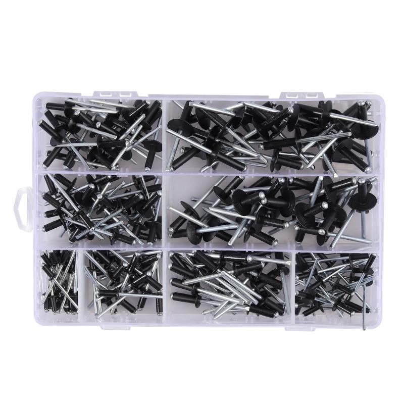 385pcs Metal Blind Rivets Assortment Large Flanges Designs Heavy Duty Fasteners Simple Installation for Secure Fastening