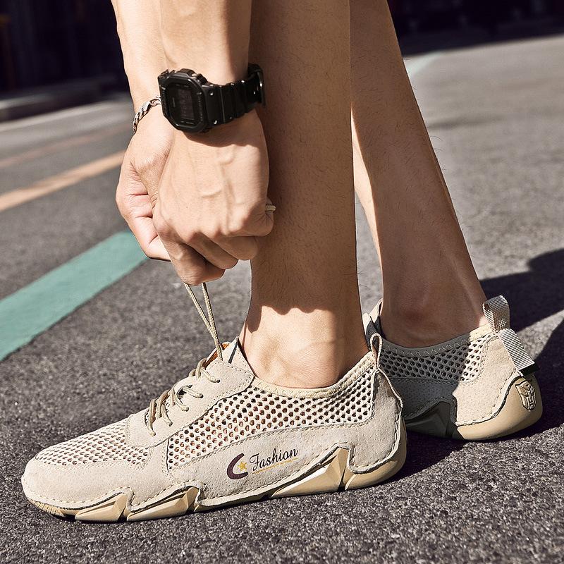 Youth summer new large size casual sports shoes outdoor hollow breathable mesh shoes simple fashion men's shoes