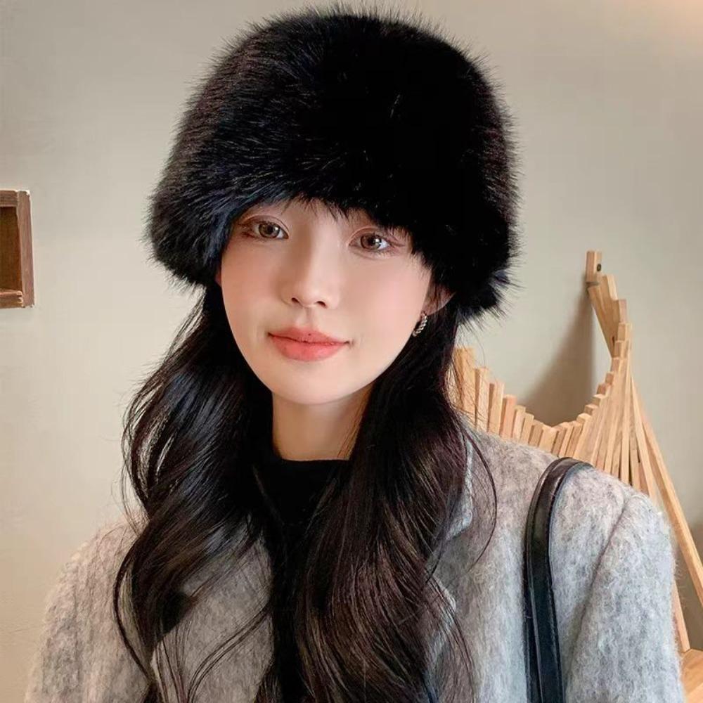 Warm Panama Cap Thicken Plush Fisherman Hat New Winter Hat  Women