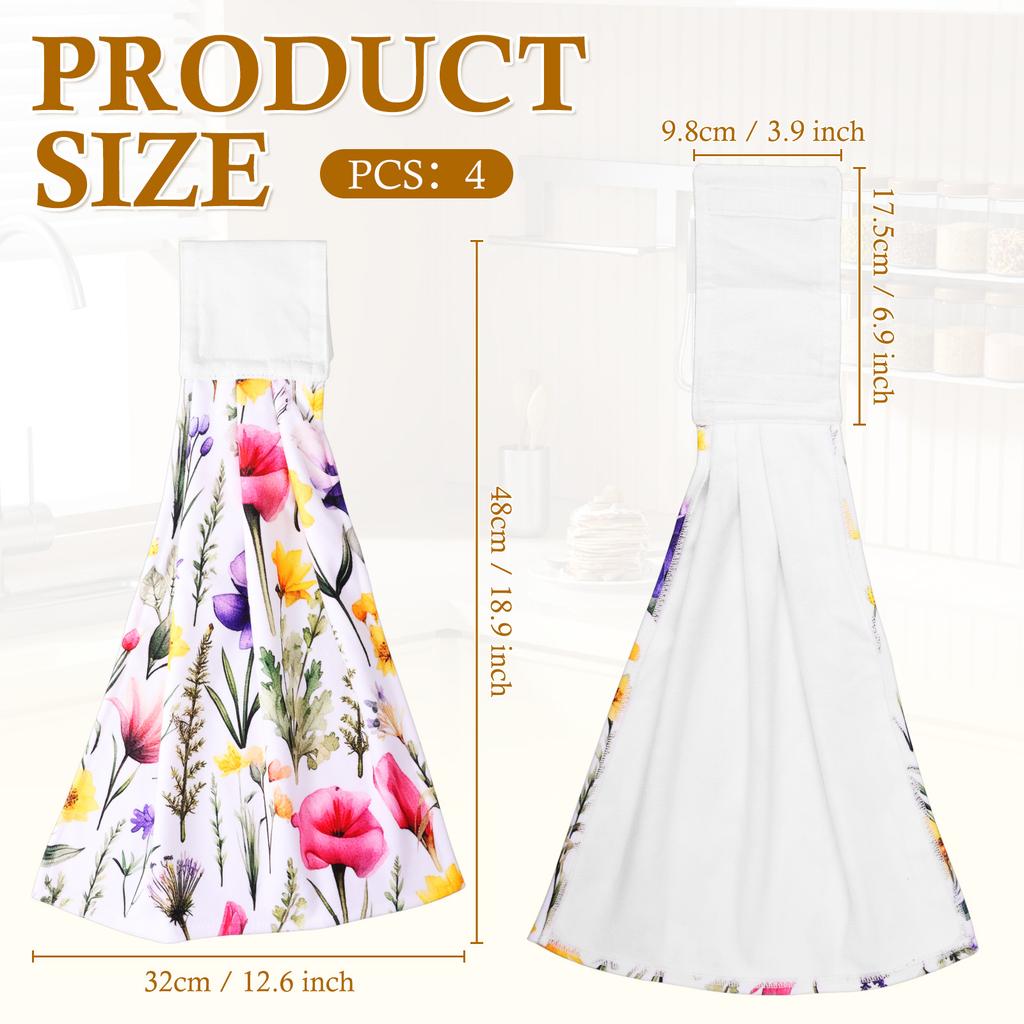 4Pcs Hanging Hand Towel Fiber High Absorbency Soft Towel Fast Drying Easy to Clean for Home Bathroom Kitchen Accessories