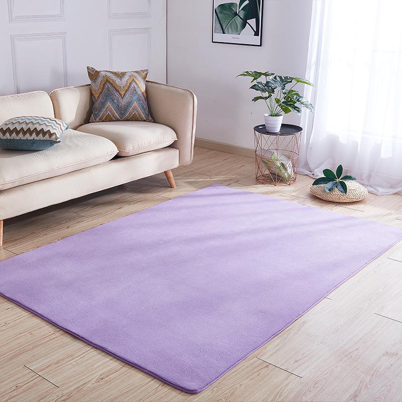 Soft Solid Color Coral Fleece Carpet for Bedroom and Living Room