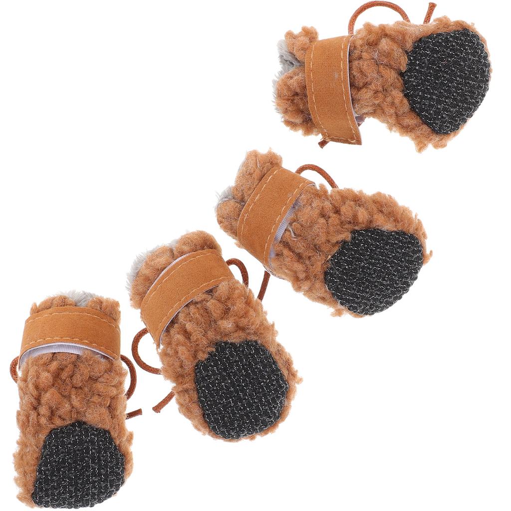 4 Pezzi Stivali da Neve per Cani Invernali Esterni Antiscivolo Suola Morbida Scarpe Protezione Zampe per Neve Clima Freddo Cane Marrone Scarpe Antiscivolo