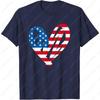 4th July Partiotic Heart Independence Day Mens Womens TShirt Simple Patriotism Clothing Casual Loungewear Unisex Adult Tops Gift