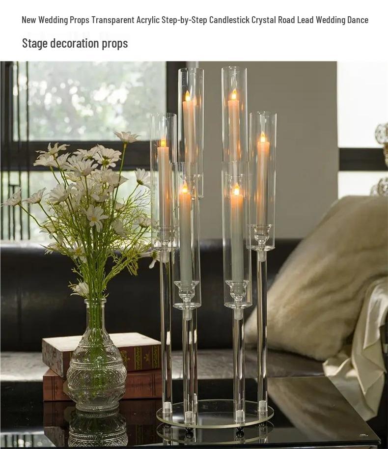 Transparent Acrylic Cross Wedding Candlestick for Banquets, Hotels, Aisles, Restaurants, and Bars