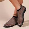 Fashion 2025 New Women Luxury Brand Round Toe Flat Bottom Sandals Summer Hollow Short Boots Water Diamond Sexy Flat Bottom Shoes Sandals