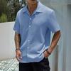 Letní Pánská košile se zapínáním na knoflíky, límec, svetr s krátkými rukávy, svetr, volný, středně dlouhý, ležérní, denní nošení kancelářský top
