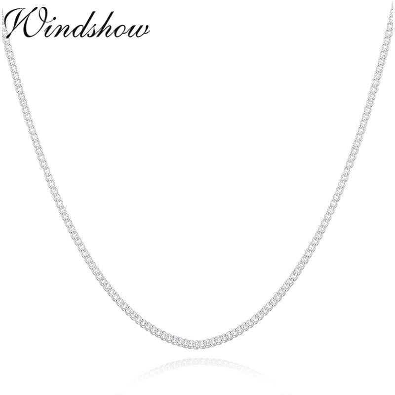 35-80cm 1mm Fin Mince Argent Sterling Pur 925 Chaîne Maille Forçat Côté Ras-du-cou Colliers Bijoux Femmes Filles Kolye Collare Collier Ketting 35cm white