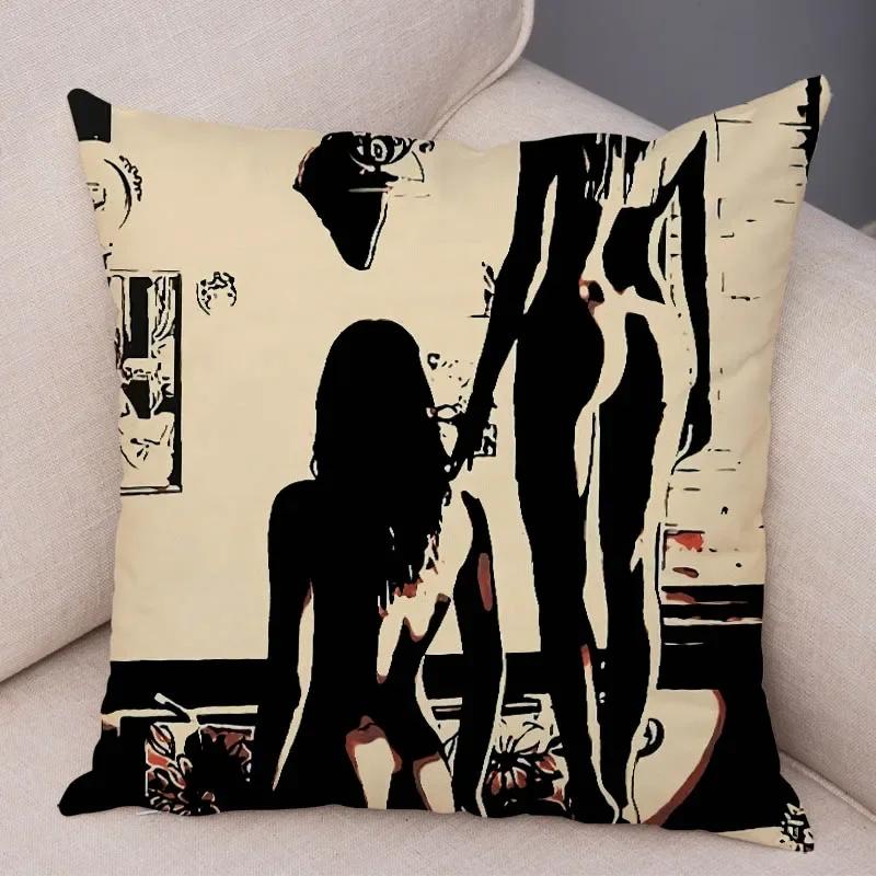 Home Decor Living Room Cartoon Sexy Lady Pillowcase Decoration Pretty Girl Ass Cushion Cover Sofa Car