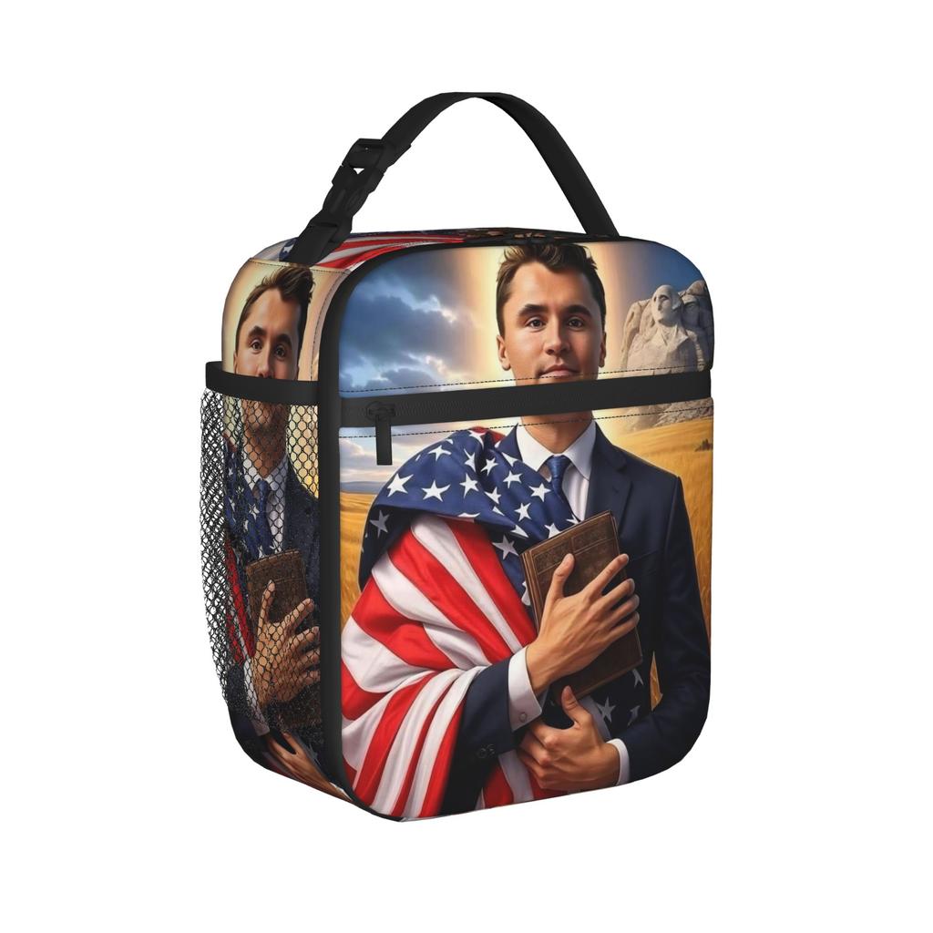 Charlie Kirk RIP Insulated Lunch Bag Portable Angelic Advocate Meal Container Thermal Bag Lunch Box Tote Food Storage Bags