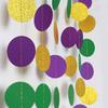 Decor365 Gold Purple Green Mardi Gras Decorations Glitter Dot Mardi Gras Garland Decor Circle Streamers Fat Tuesday Banner Carnival Themed Backdrop