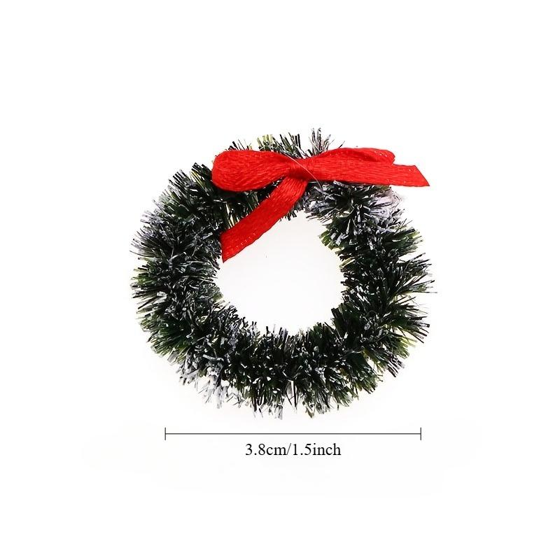 Miniature Christmas Wreaths - 3.8cm Realistic Green Garland with Red Bows,Perfect for Holiday Decorations and Photography Props