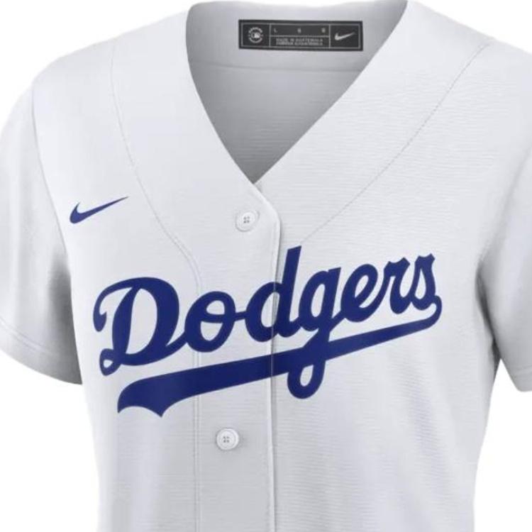 Nike Los Angeles Dodgers Letter Print V-Neck Short Sleeve T-Shirt Women Tops White T773LDWHLD7-B35