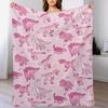 Coperta Morbida Dinosauri Rosa e Scintillanti Traspirante Leggera per Adulti Bambini