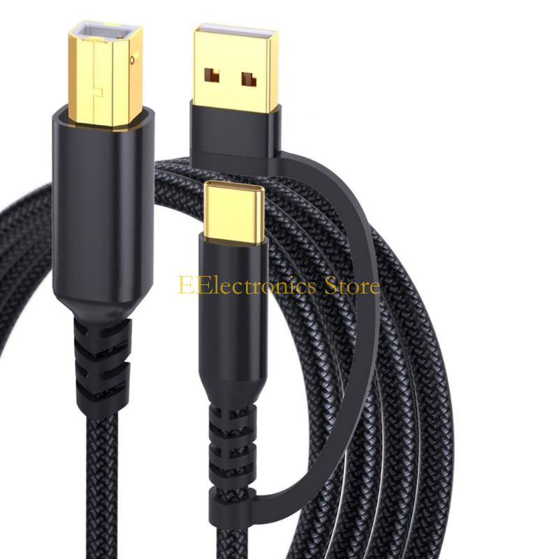 B03C 1m/2m/3.0m/5m USB Type C to USB B Data Cable Easy Connection Printers Scanners and Digital Pianos to Phones Tablets 1m