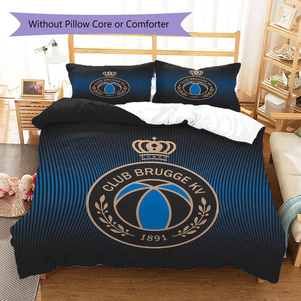 Club Brugge KV Pattern Bedding,Quilt Set Quilt Cover Pillowcase Home Birthday Gift(1 * Duvet Cover + 2 * Pillowcase, Without Core)