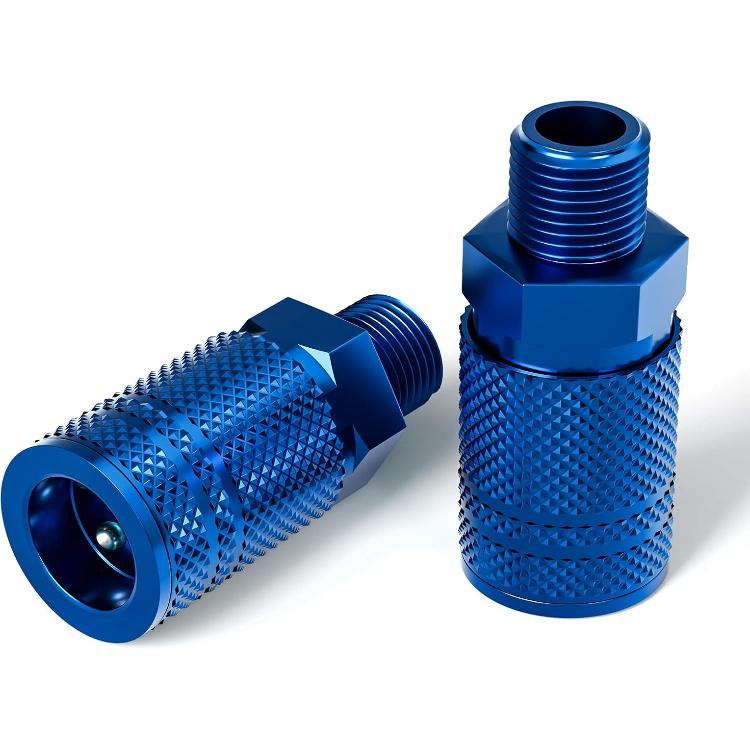 TAISHER 3-Way Straight Air Manifold 4 Ports Aluminum Industrial Pneumatic Air Compressor Quick Connect Socket In Line Type Air Hose Splitter with 3