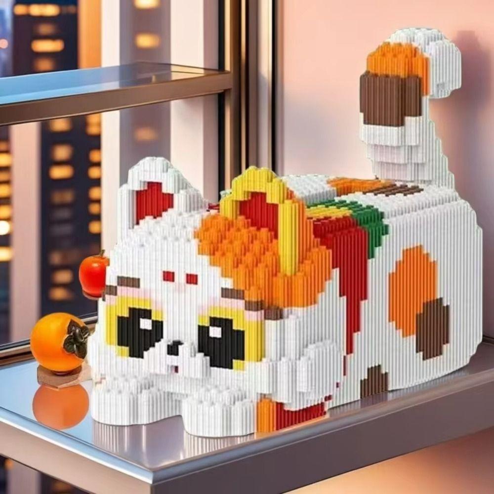 Three-Color Cat Tissue Box DIY Napkins Drawer Storage Gifts Animal Building Blocks