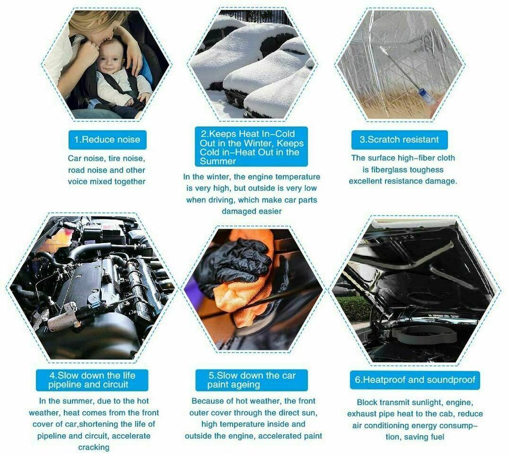 10 Sheets Sound Deadener Heat Insulation Mat Car Van Sound Proofing Deadening Insulation Car Hood Insulation Silent 5mm