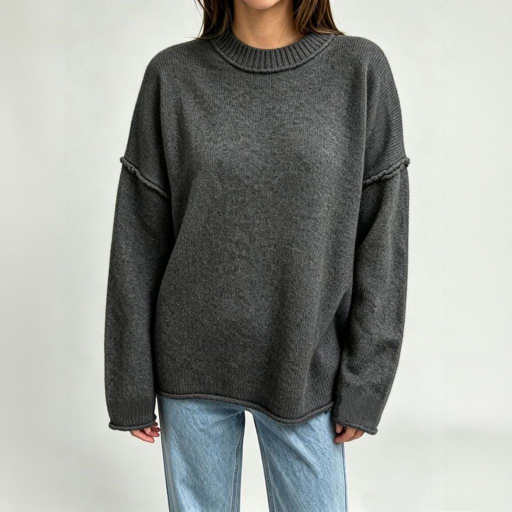 Women's Casual Oversized Pullover Sweater - Loose Fit Knit Top for Everyday Wear