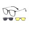 3-in-1 Square Ultralight TR90 Men's Polarized Clip-On Sunglasses & Night Vision Titanium Legs Glasses Frames for Driving 84008
