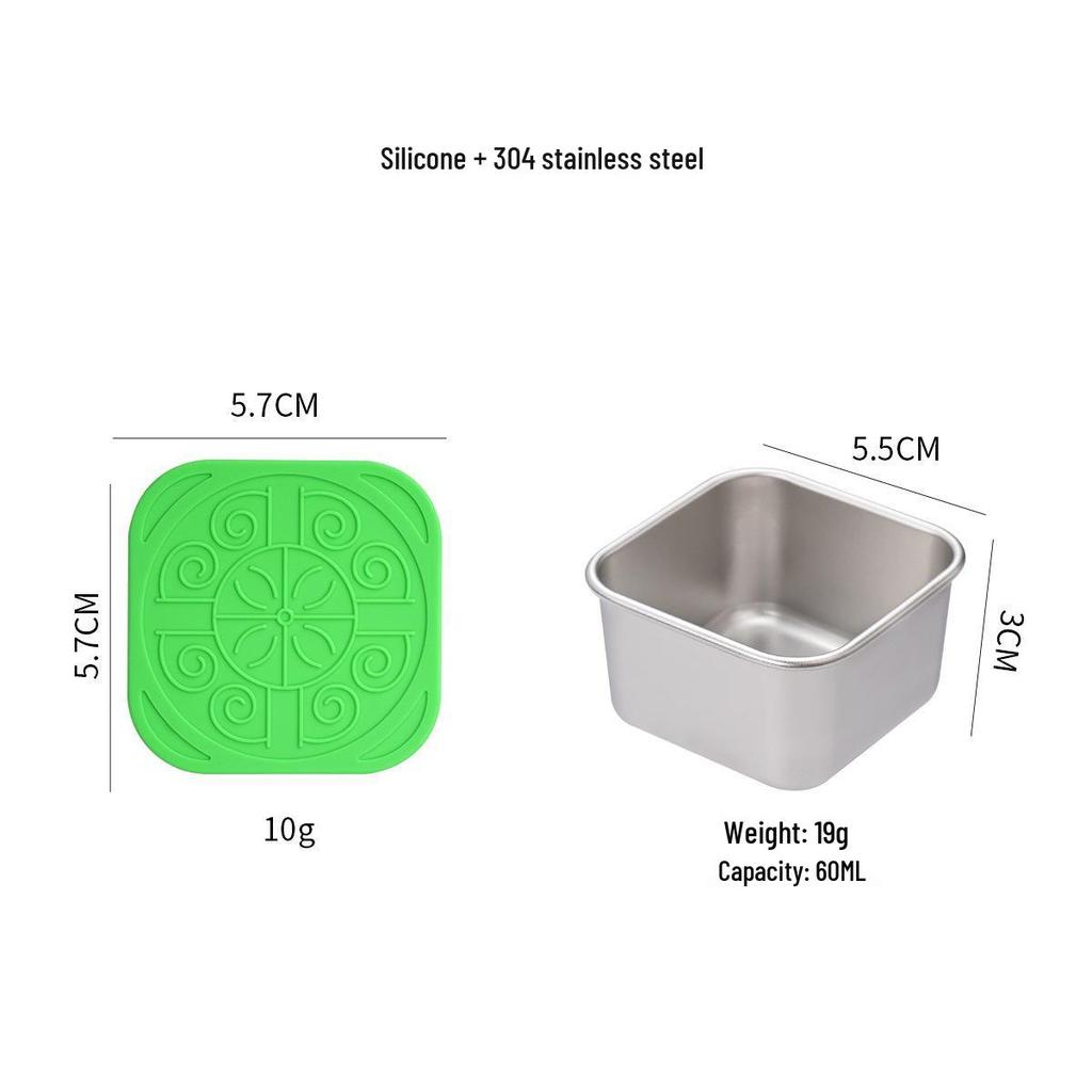 Stainless Steel Sauce Dish with Silicone Lid – Portable Outdoor Dipping Dish for Salad and Seasoning