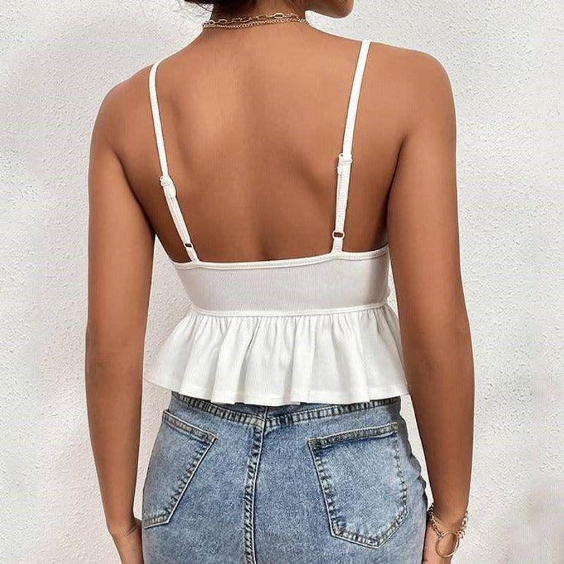 Summer Fashion Style Ins Versatile New Arrival Women's Clothing Sexy Low-Cut Sexy Open Back Knotted Short Sling Tops