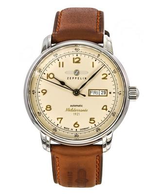 Mediterranee 1921 Leather Strap Beige Dial Automatic Z96645 Men's Watch