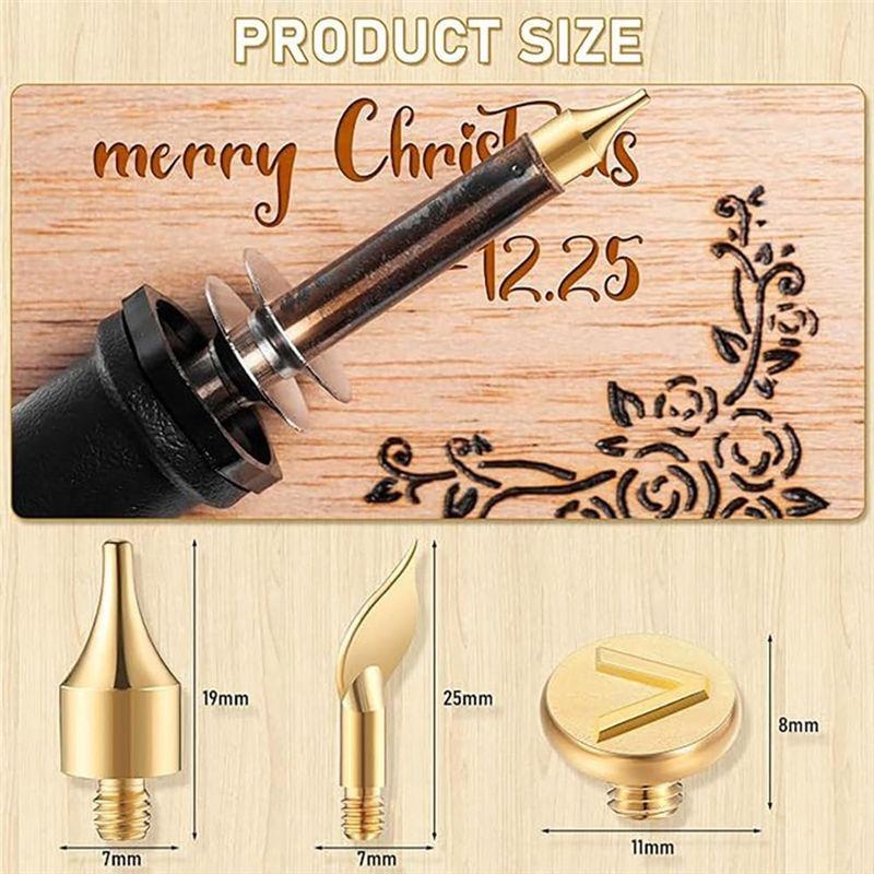 Holzbrand Buchstaben Schablone Set 26 Buchstaben Schablonen + 2 Messing Brandspitzen 28 STK DIY Pyrographie Schablonen für Holzschnitzerei