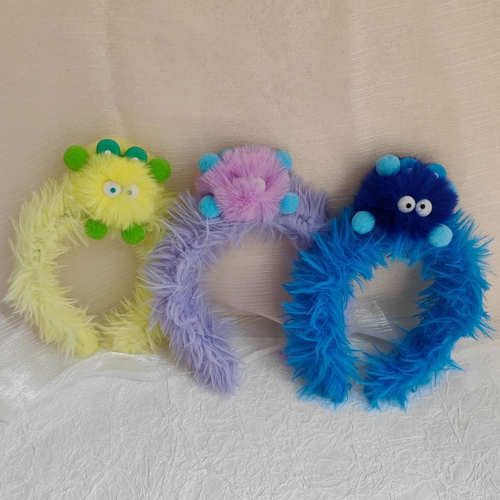 Vitality monster plush funny headband cute girl heart grotesque hairball headband ugly cute design headband hair accessories