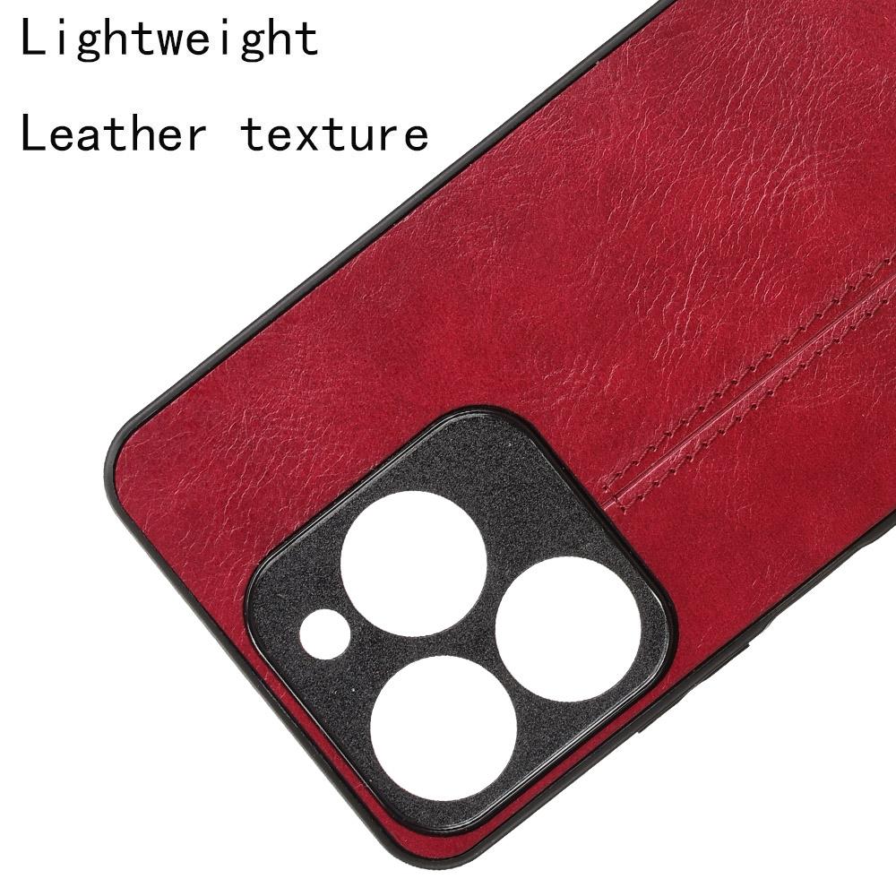 

For Realme C61 4G/C63 4G Case Leather+TPU+PC Phone Cover Stitching Line Red