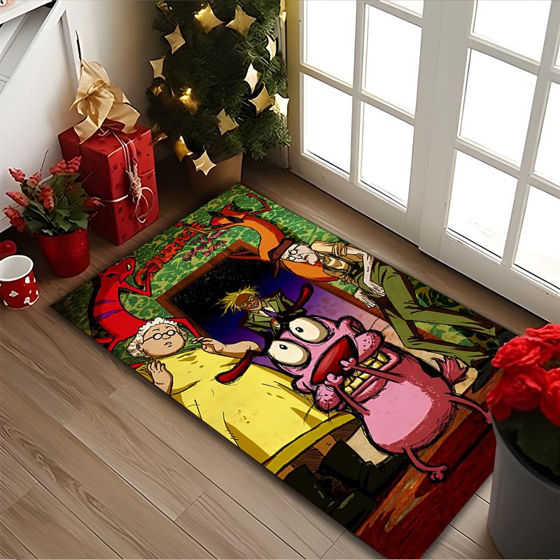 1pc Courage the Cowardly Dog Rug, Digital Printed Home Chair Sofa Mat, Durable Office Area Carpet, Beautiful Festival Decorations