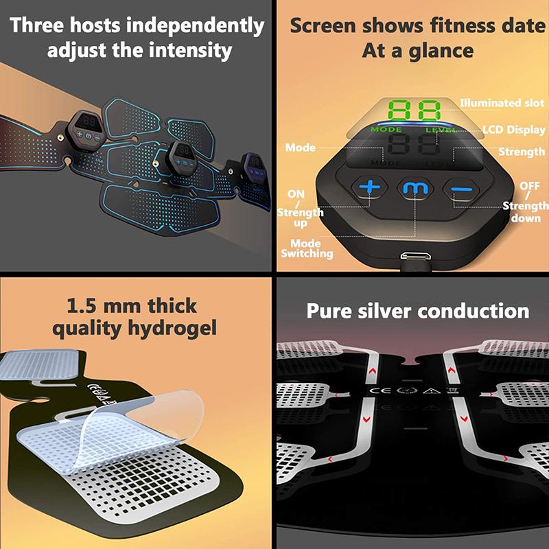 Stimolatore muscolare addominale, EMS, elettrico, vibrazione, per la perdita di peso, body building, cintura dimagrante, attrezzatura fitness unisex