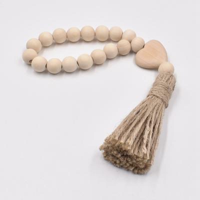 Cioc cu mărgele din lemn de mărgele de culoare jurnal de perete agățat inimă nod decor pentru casă pandantiv țesut frânghie de cânepă Ghirlandă rustic