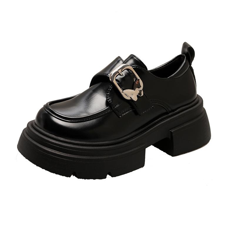 

Retro small leather shoes autumn new butterfly buckle platform buckle Mary Jane shoes women 39 чёрный