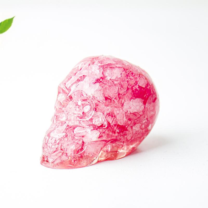 Crystal Resin Skull Decor With Natural Stones For Office And Home Tabletop Display