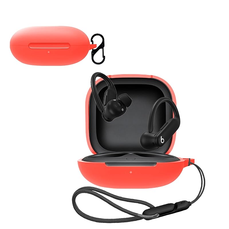 

For Powerbeats Pro 2 for case cover [NOUKAJU] wireless earphones silicon protective case (With carabiner + strap included) ) Fall prevention Scratch