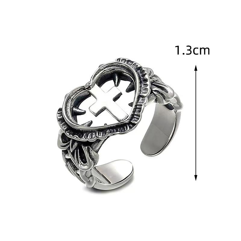 Punk Cross Ring Hip-hop Fashion Retro Ring Trend Love Open Index Finger Ring