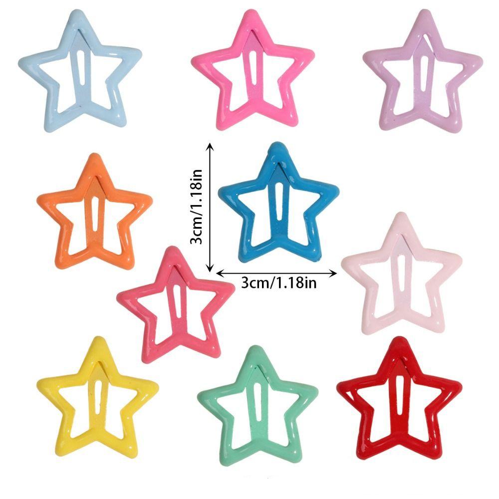 10Pcs Star Heart Shaped Hair Clips Alloy Side Clips Cute Hairpins