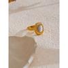 Yhpup 7# Thick Natural Shell Metal Hammer Geometric Casting Ring 18K Gold Color Plated Stainless Steel Charm Finger Jewelry